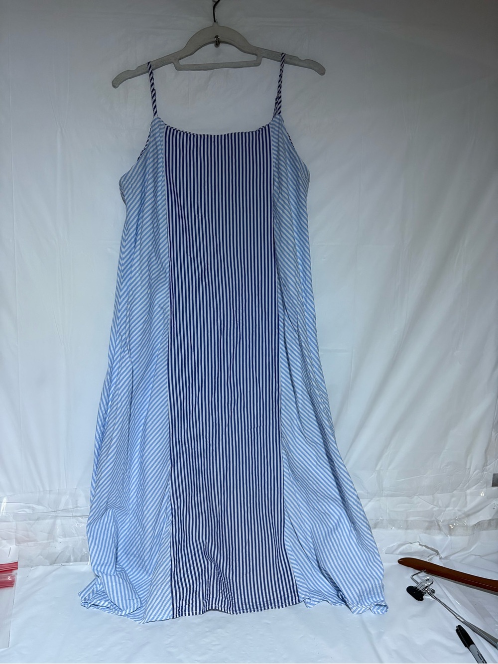 Ellison Blue Striped Spaghetti Strap Maxi Dress